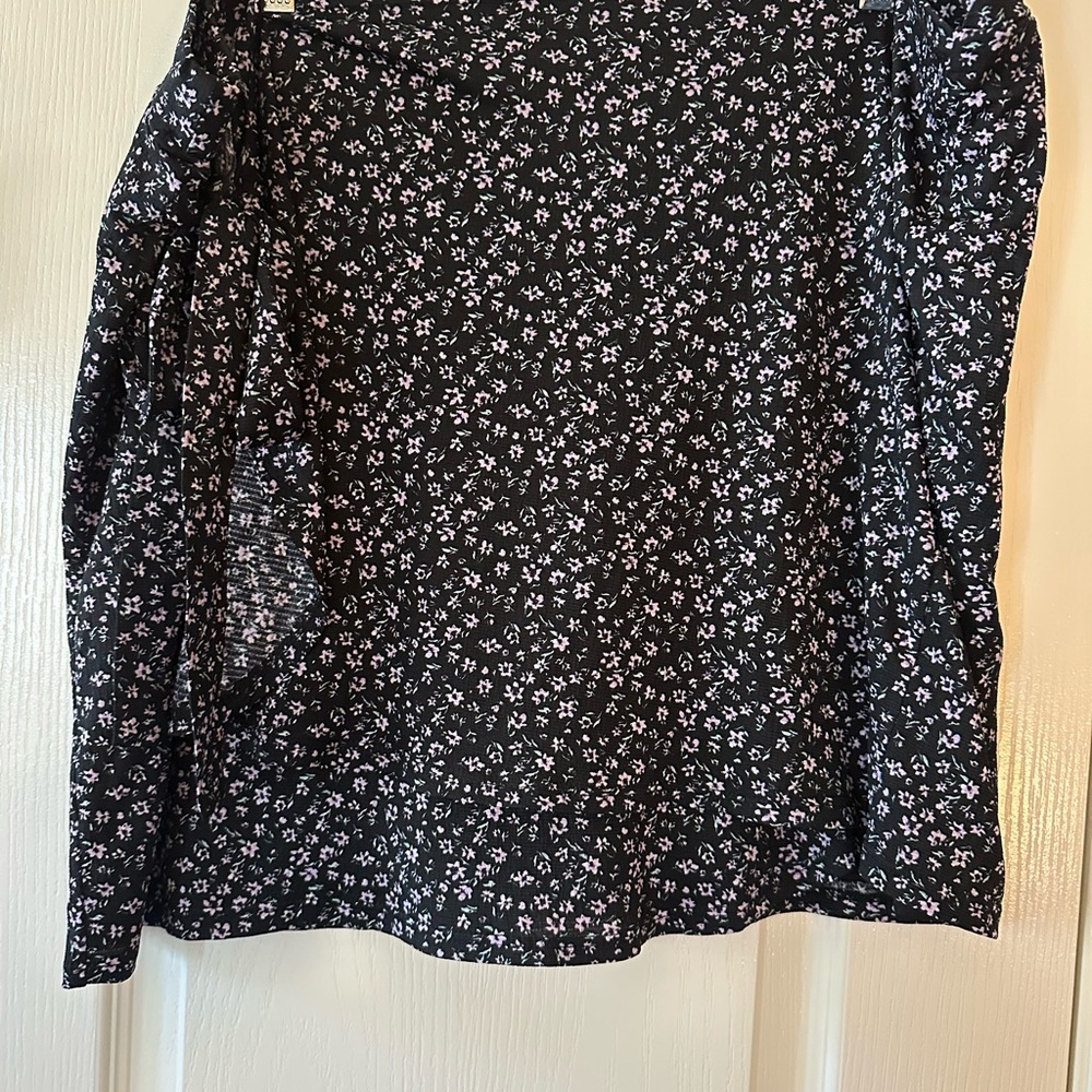 Floral Faux Wrap Skirt